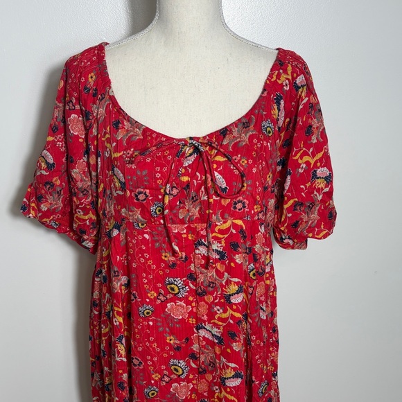 Called to Surf Citrus Lyon Floral Printed  Red Maxi Dress XL - Picture 2 of 5